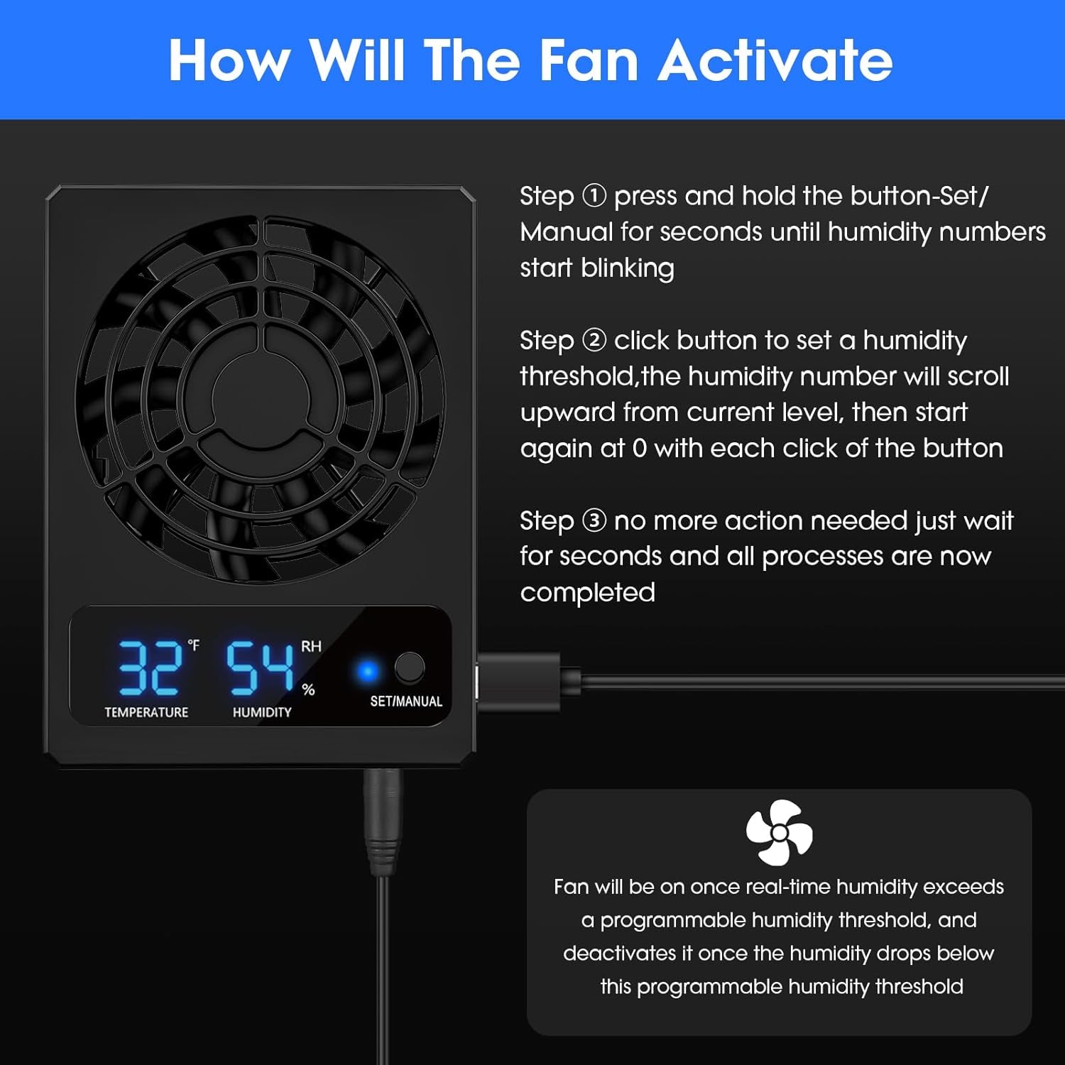 Reptile Thermometer Hygrometer Ventilation Fan Digital Tank Monitor