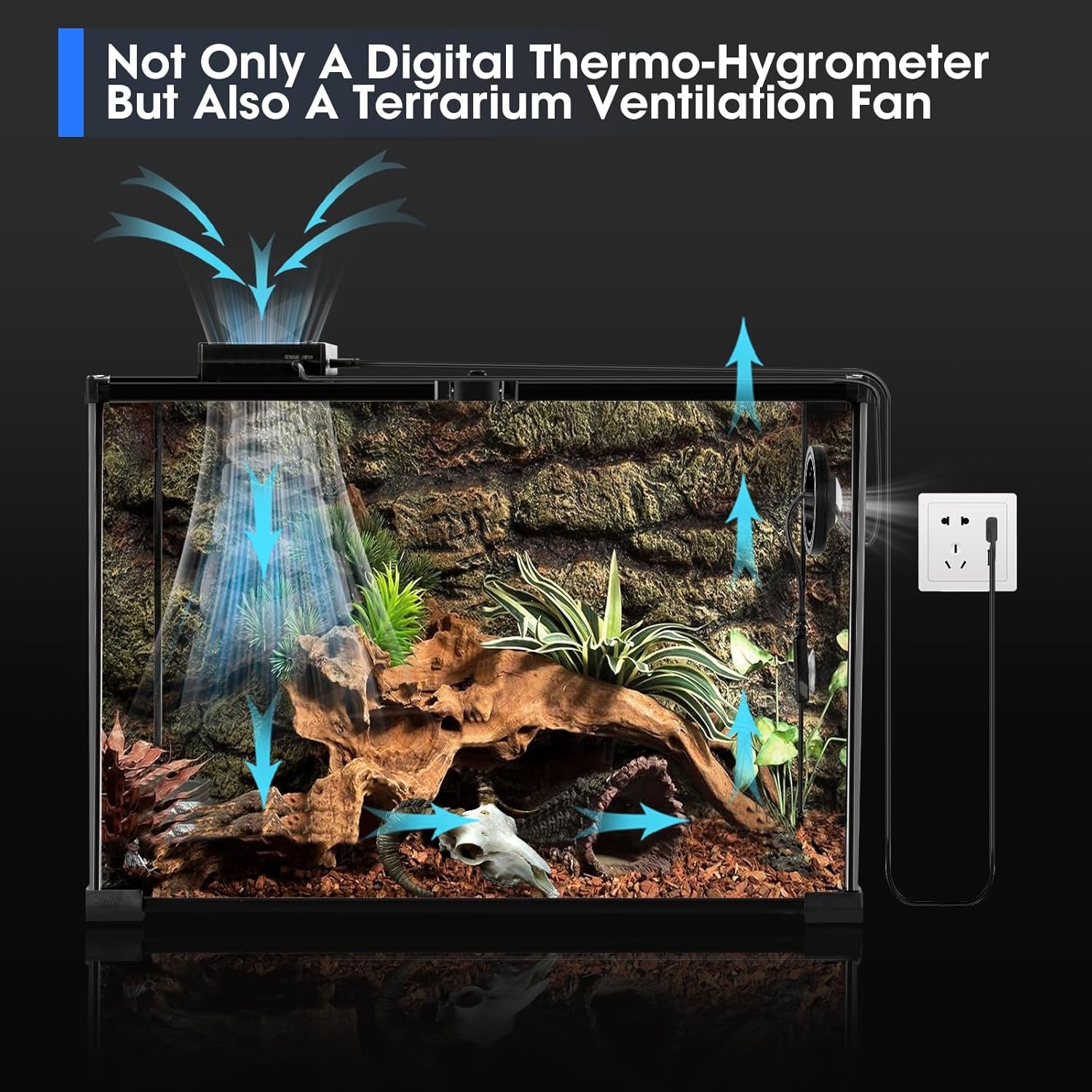 Reptile Thermometer Hygrometer Ventilation Fan Digital Tank Monitor