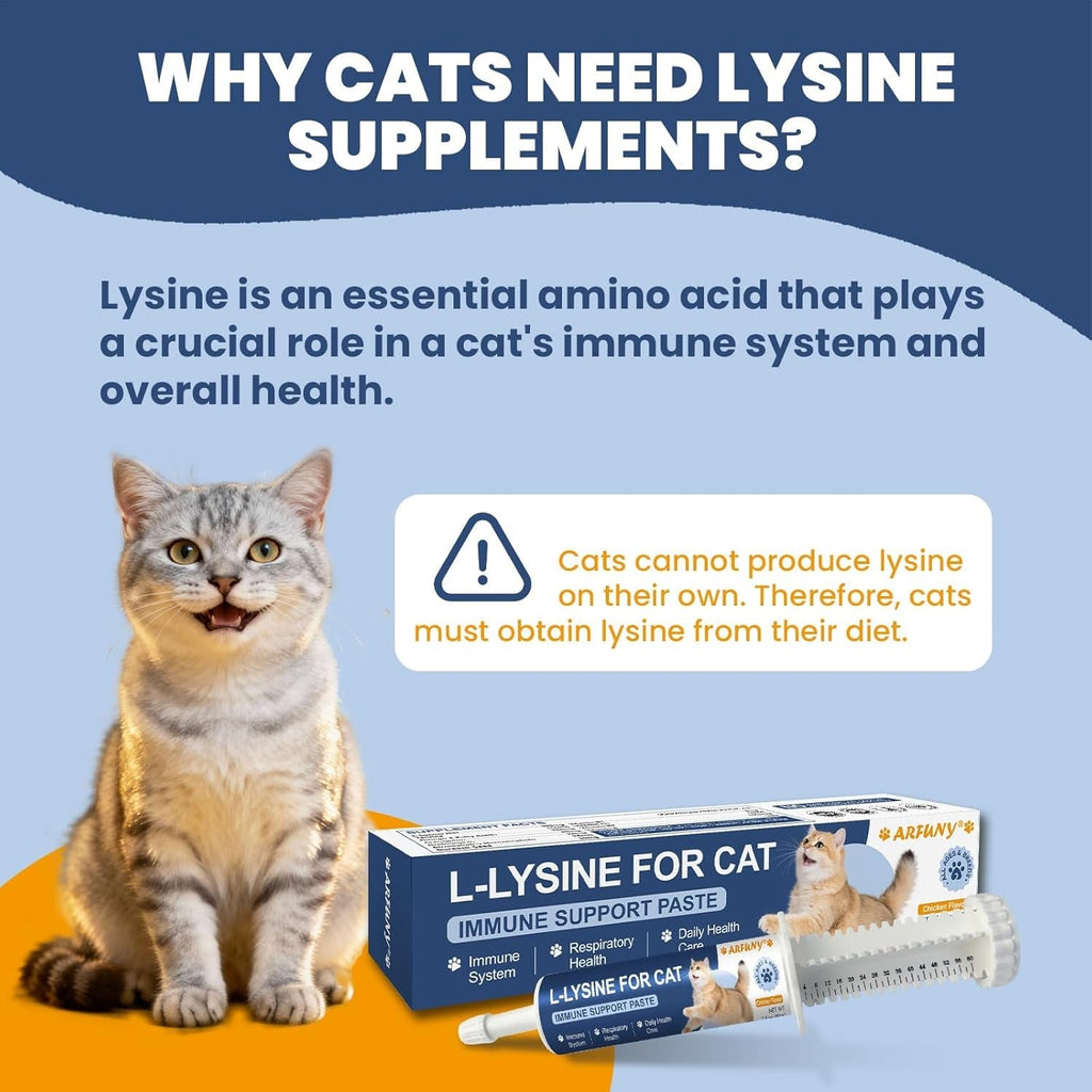 Cat Lysine Paste Immune Respiratory Eye Support Taurine Omega 3 Chicken 60ml