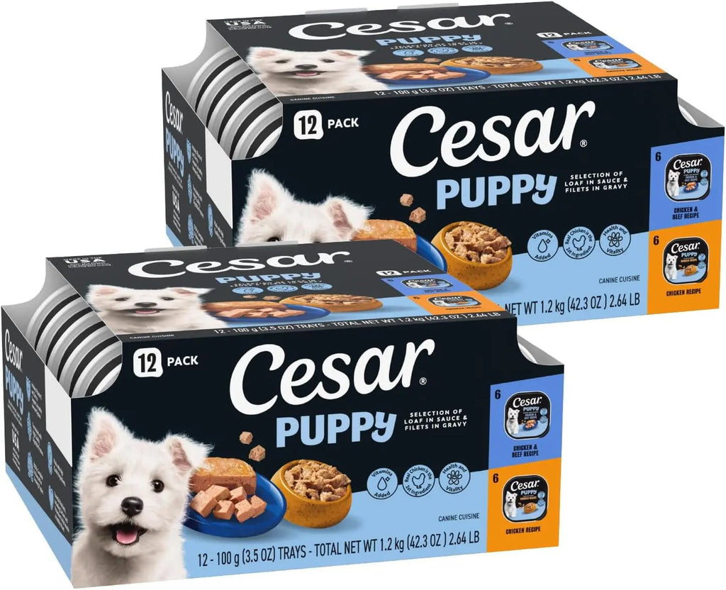 Cesar Puppy Classic Wet Dog Food Chicken & Beef or Variety Pack 3.5oz 24ct