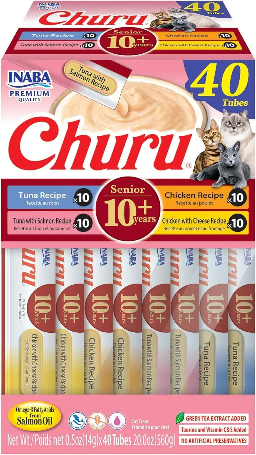 Churu Senior Cat Treats Taurine Hydration Lickable Tuna Chicken 40/60 Tubes