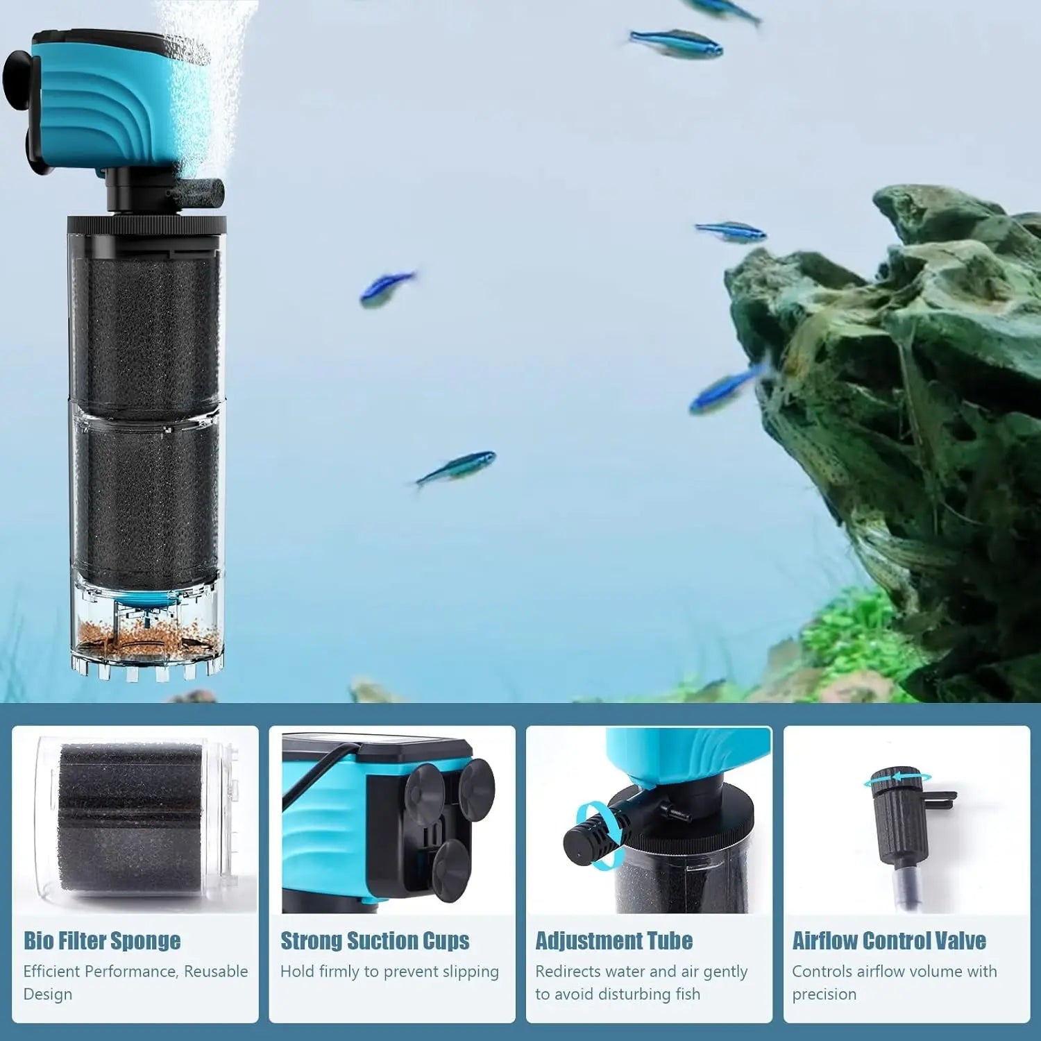 Submersible Aquarium Filter 450 GPH for 50–300 Gallon Fish & Turtle Tanks